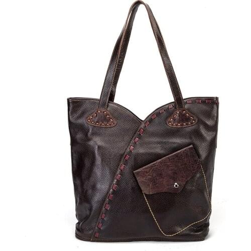 OLN 100% Genuine Leather Famous Brand Luxury Ladies Large Shopping Handbag Shoulder Bag Women Designer Female Elegant Tote Bag