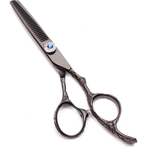 9002# 5.5" JP 440C Black Color Customized Logo Hairdressing Scissors Cutting Shears Thinning Scissors Hair Scissors Plum Handle