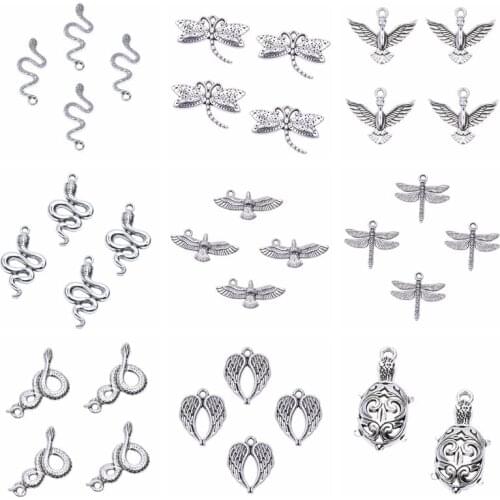 DIY Animal Snake Charm Punk Accessories Dragonfly Alloy Materials To Make Jewelry Necklace Bracelet Earrings Charms 5pcs Pendant