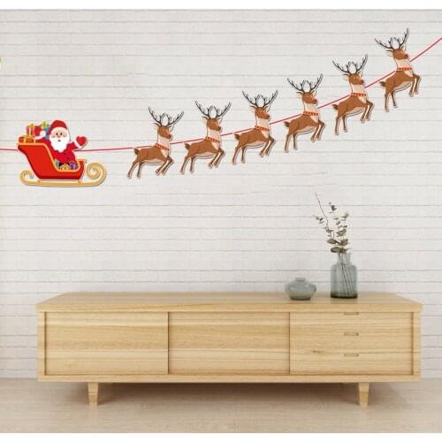 Christmas Paper Garlands Hanging Flag Decoration Banquet Flag for Christmas Party Banners String Bunting Xmas Ornament Supplies