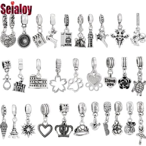 Seialoy Silver Color Misses Kisses Dangle I Love You Pendant Crown Heart Charm Fit Diy Bracelets Necklace Gifts For Girlfriendsz
