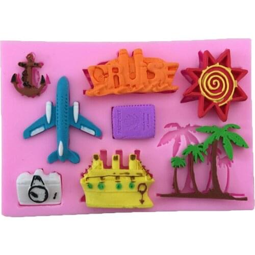 Airplane Coconut Tree Cartoon Silicone Mold Fudge Cake Mold Chocolate Biscuit Fudge Cake Decoration Mold