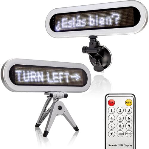 DC12v led Car Display Board Remote Control Courtesy led Sign for Car Taxi Bus Uber lift (White Message) pixel 12x72