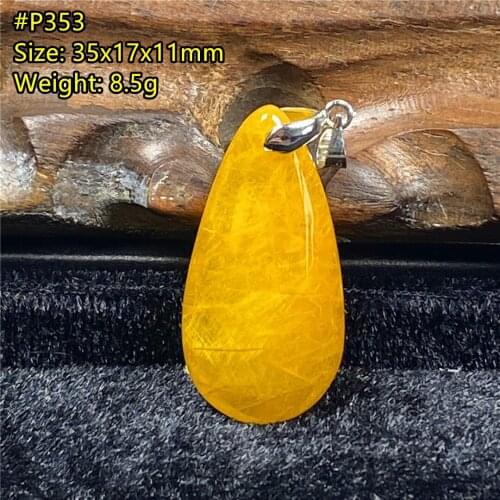 Top Natural Gold Rutilated Pendant Jewelry 35x17x11mm For Woman Man Wealth Luck Gift Beads Gemstone Silver Crystal Stone AAAAA