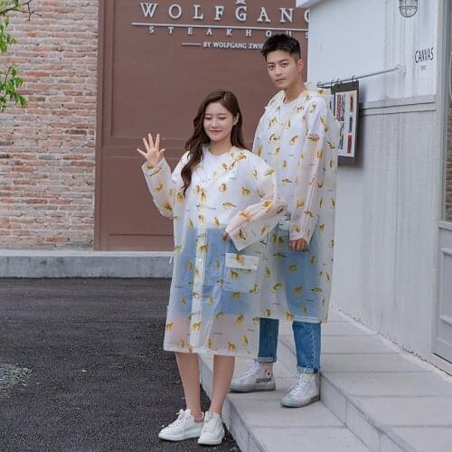 Trendy Women Men Adult Rainwear Reusable Triangle Print Waterproof EVA Over-knee Adult Sleeves Rain Suit for Rainy Day дождевик