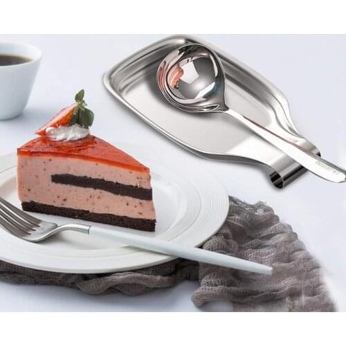 Thicken Stainless Steel Soup Rice Spoon Scoop Holder Pad Tray Mat Kitchen Tool Durable Anti-rust Easy to Clean