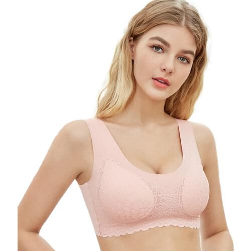 Plus Size Bra 3XL4XL Seamless Bras For Women Underwear BH Sexy Lace Brassiere Push Up Bralette With Pad Vest Top Bra