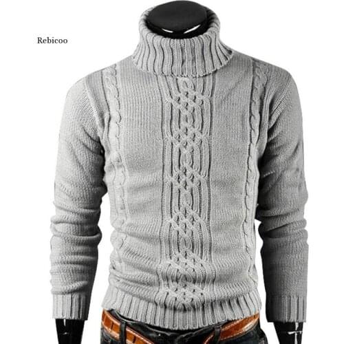 Winter Warm Turtleneck Sweater Men Vintage Pull Homme Casual Pullovers Male Outwear Slim Knitted Solid Jumper