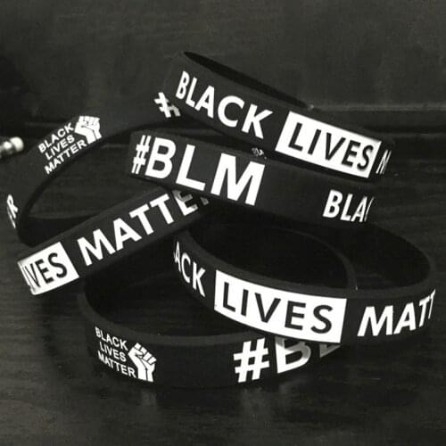 1PC Black Lives Matter Silicone Wristband Black Silicone Rubber Bracelet & Bangles