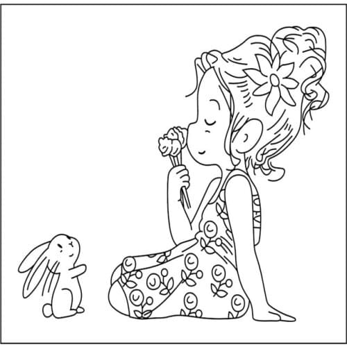 10x8 Girl bunny New Transparent Clear Rubber Stamp Sheet Cling Scrapbooking Photo Album PaperCard DIY Craft