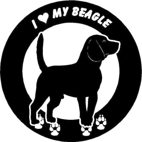14cm*14cm Car Styling I Love My Beagle Cute Paw Car Stickers Accessories C5-1915