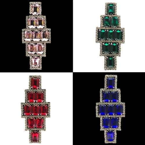 2020 New Rhinestones Square shape Beaded Sew On Patches for clothes DIY Patch Applique Bag Clothing Coat Sweater Crafts CZ38