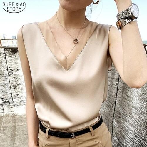 2021 Summer Elegant Tunic Satin Silk Plus Size Womens Blouses Vintage Blouse Office Basic Chiffon Tops Shirt for Women 13573