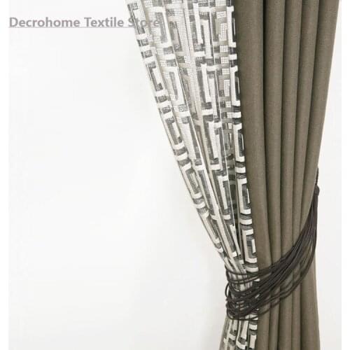 The New Chinese Retro Classical Back Word Xing Ge Geometric Pattern Screens Curtains for Bedroom Living Room Morden Tulle