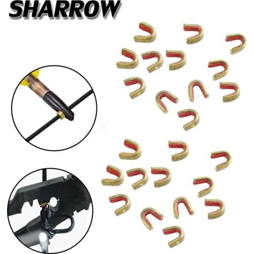 50pcs Archery Copper Nock Arrow Bow Strings Buckle Clip Nock Point Compound Bow BowString Protect Hunting Shooting Accessroies