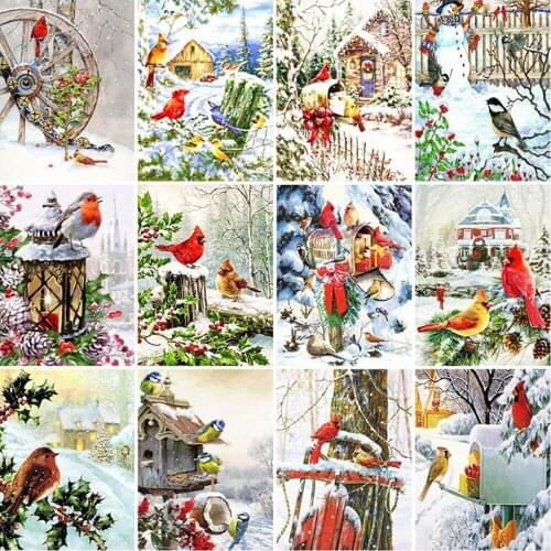 5D DIY diamond Painting Winter Snow Birds Cross Stitch diamond embroidery mosaic diamonds wall stickers home decor