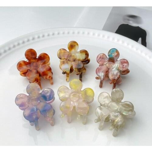 Acetate Flowers Hair Claws for Women Girls Ins Korea Retro Sweet Bangs Clip Ball Hair Grabbing Side Headdress Accessories