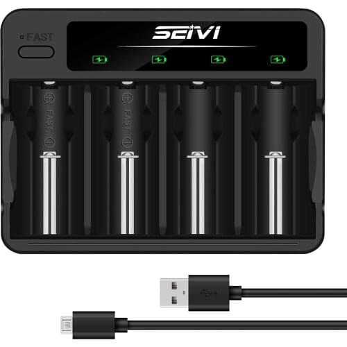 4 Slots Battery Chargerr for NiMH NiCD C D AA AAA Rechargeable Batteries with LED Indicator and Overcharge Prevention Function