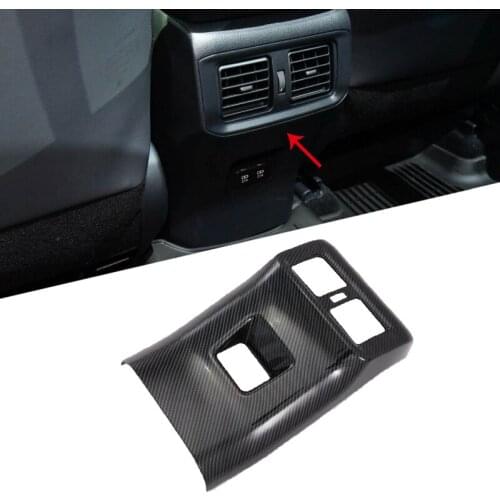 Car Air Conditioning Vent Outlet Cover Trim Armrest Box Rear For Toyota RAV4 RAV 4 2019 2020 Carbon Fiber Style Car Styling HOT