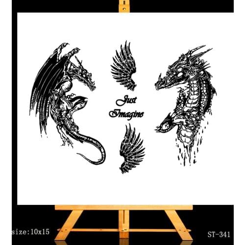 AZSG Ferocious Dragon / Angel Wings Clear Stamps For DIY Scrapbooking/Card Making/Album Decorative Silicone Stamp Crafts