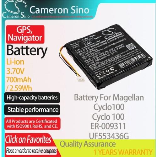CameronSino Battery for Magellan Cyclo100 Cyclo 100 fits Magellan ER-009311 UF553436G GPS,Navigator battery 700mAh 3.70V Li-ion