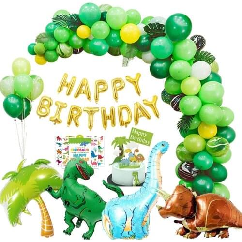 Dinosaur Balloons Garland Kit for Birthdays Baby Showers Decoration T Rex Velociraptor Brontosaurus Forest Balloons Party Decor