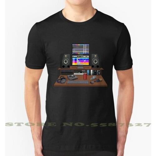 Home Studio Setup Graphic Custom Funny Hot Sale Tshirt Studio Ableton Protools Akg Sennheiser Adam A7X Music Producing Logic