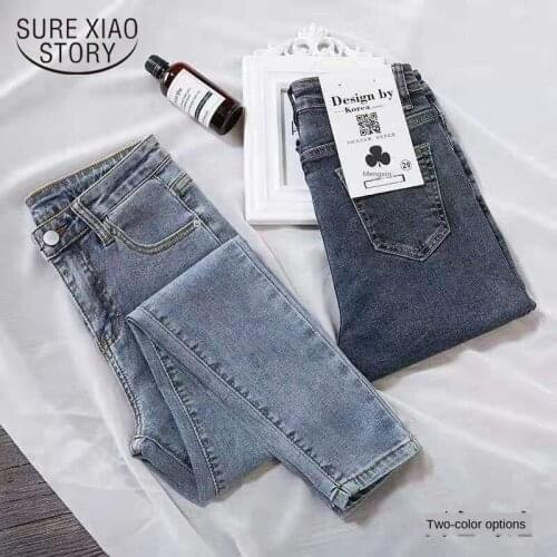 High Waist Jeans Blue Vintage Skinny Pencil Pants for Woman 2020 Autumn Jean Female Woman Denim Trousers Boyfriend Style 10837