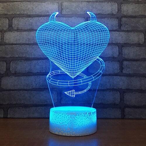 Crack Shape Base 3D LED Night Light Arrow Heart USB Touch Switch Steampunk Table Lamp Luminaria de Mesa Home Decor Gift Toy