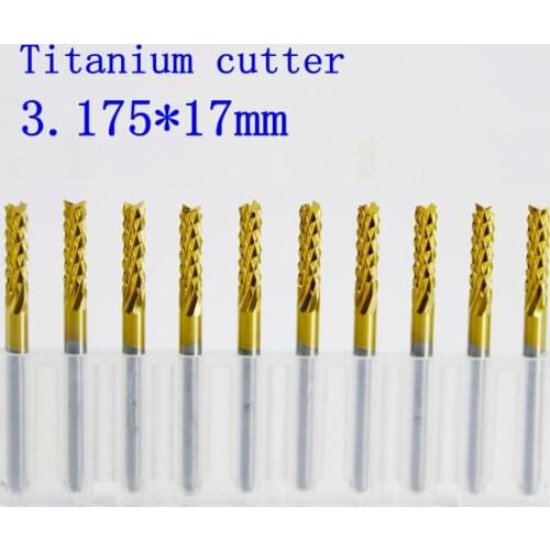3.175mm titanium coated PCB cutter group 10PCS metal Fresa CNC router engraving tool tungsten carbide cutting machine accessorie