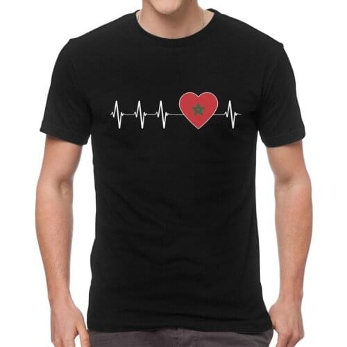 Heartbeat Morocco Country Flag T-shirt Mens Fashion T Shirt Short Sleeve Cotton Moroccan Heart Family Tshirt Urban Tees Tops
