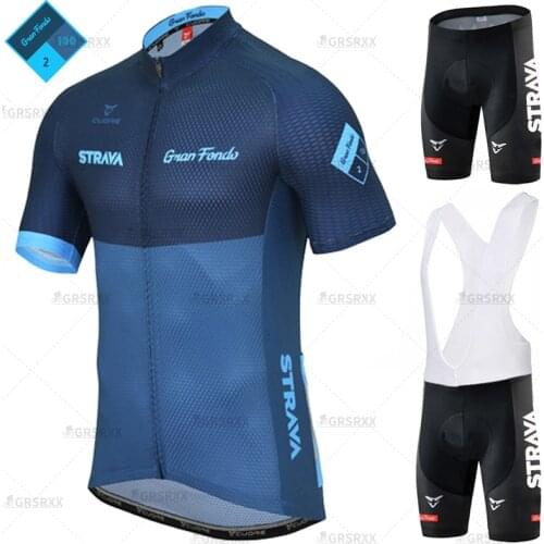 STRAVA Cycling Jersey Male 2021 Pro Bike Racing Polyester Summer Short Sleeve Shirt 5D Silicone Cushion Mountain Bike Bib Sets