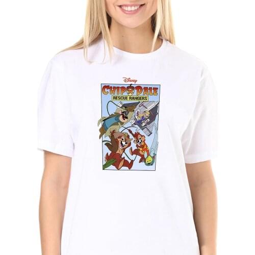 Disney Chip 'N Dale Rescue Rangers Group Shot Poster T-Shirt Graphic Tee Casual Harajuku Top Short Sleeve Tshirt Female T Shirt