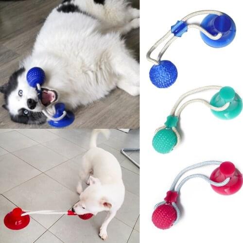 Dog Toys Interactive Suction Cup Push TPR Ball Toys Pet Puppy Molar Bite Toy Elastic Ropes Dog Tooth Cleaning Chewing Supplies