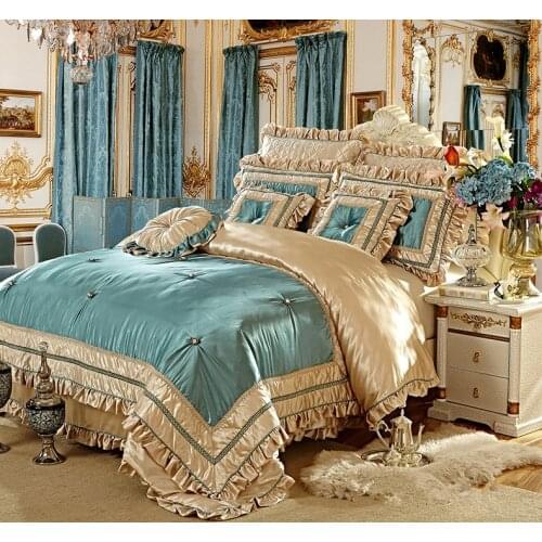 11Pcs European Cotton Bedding Set Royale Palace Bed Cover King Size Bed Linen Duvet Cover Quilt
