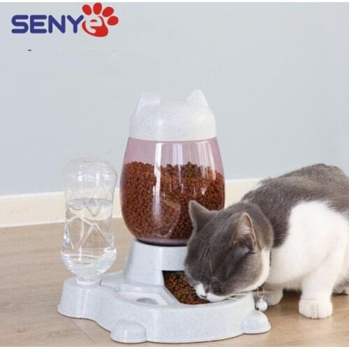 Cat Feeder Automatic Water Dispenser Cat Ffood Bowl Pet Waterer Non-wet Mouth Double Bowl Anti-tipping