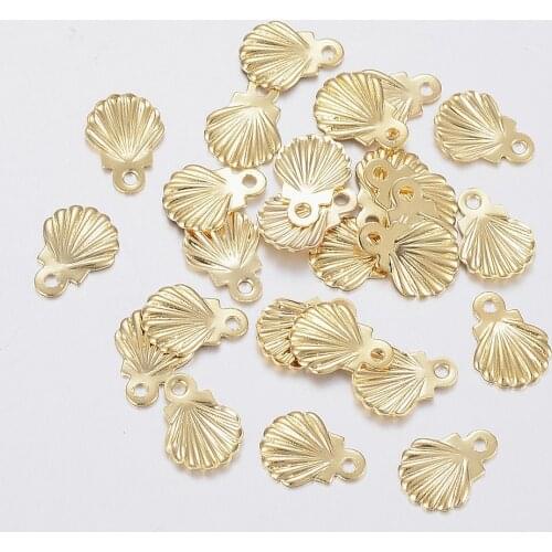 304 Stainless Steel Golden Shell Shape Pendant DIY Handmade Scallop Pendant Ornaments Accessories charms for bracelet making