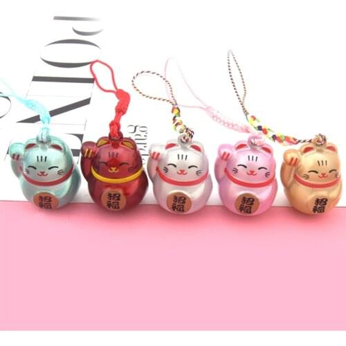 Cute Lucky Cat Water Sound Bells Keychain New Fully Enclosed Water Piano Bell Maneki Neko Smartphone Rope Couples Phone Charms