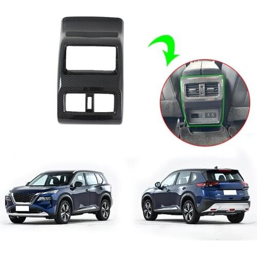 Modified Decorative Car Interior Rear Air Condition Vent Outlet Cover Trim - Carbon For Nissan X-Trail/Rogue 2014 2016 2018 2022