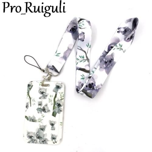 Animal Lovely Koala Fashion Lanyard ID Badge Holder Bus Pass Case Cover Slip Bank Credit Card Holder Strap Card Holder