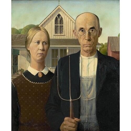 40x50cm DIY Famous American Gothic Picture Oil Painting By Numbers Landscape Canvas Acrylic Painting Wall Home decoration