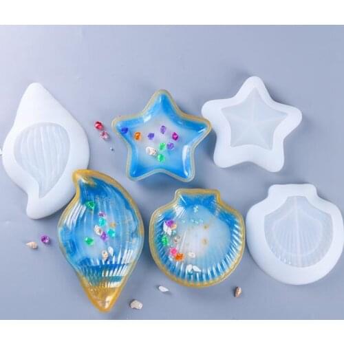 NEW Transparent Silicone Mould Dried Flower Resin Decorative Craft DIY Conch star shell dish Mold epoxy resin molds for jewel