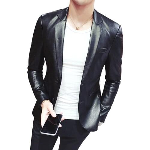 New Arrival Fashion Classic Mens Suit Coats Hot Sale Casual Solid Color PU Blazer Jackets Men