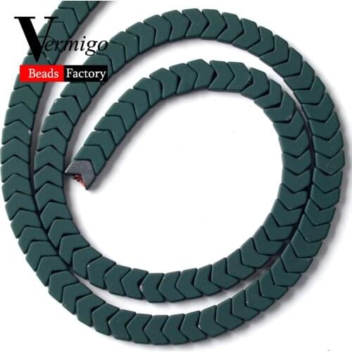 Wholesale 6*3mm 100pcs Dark Green Nanotech Rubber Arrow Shape Hematite Beads For Jewelry Making Spacer Beads For Bracelet 15