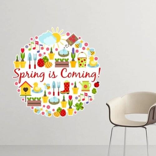 Easter Religion Christianity Festival Cute Colorful Flower Bee Sun Music Colored Egg Duck Round Illustration Pattern Removable W