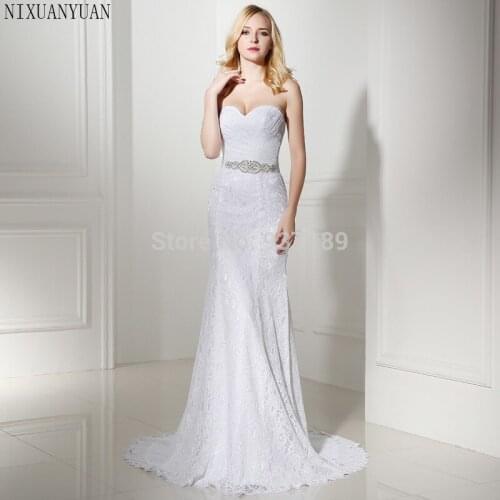 Pleat Bridal Wedding Gown Real Photos White Lace Cheap Mermaid Wedding Dress 2021 Vintage Sash Bride Dress Vestido De Noiva Belt