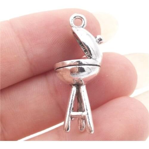 BULK 30 Zinc Alloy BBQ Grill Charms Tibetan Silver Plated Camping Pendant DIY Jewelry Accessories 13*28mm 3.6g