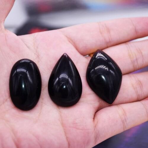 Black Water Drop Natural crystal quartz gem stone pendant for men necklace obsidian pendant for women jewelry making