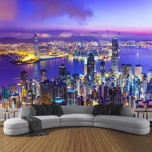 Custom 3D Wallpaper Modern City Night Landscape Photo Wall Murals Living Room Restaurant Background Wall Decor Papel De Parede