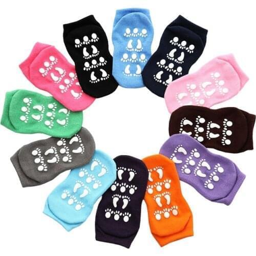 12 pairs / pack Adult & kids floor socks Early education Indoor sports rubber anti-slip yoga socks trampoline socks Foot massage